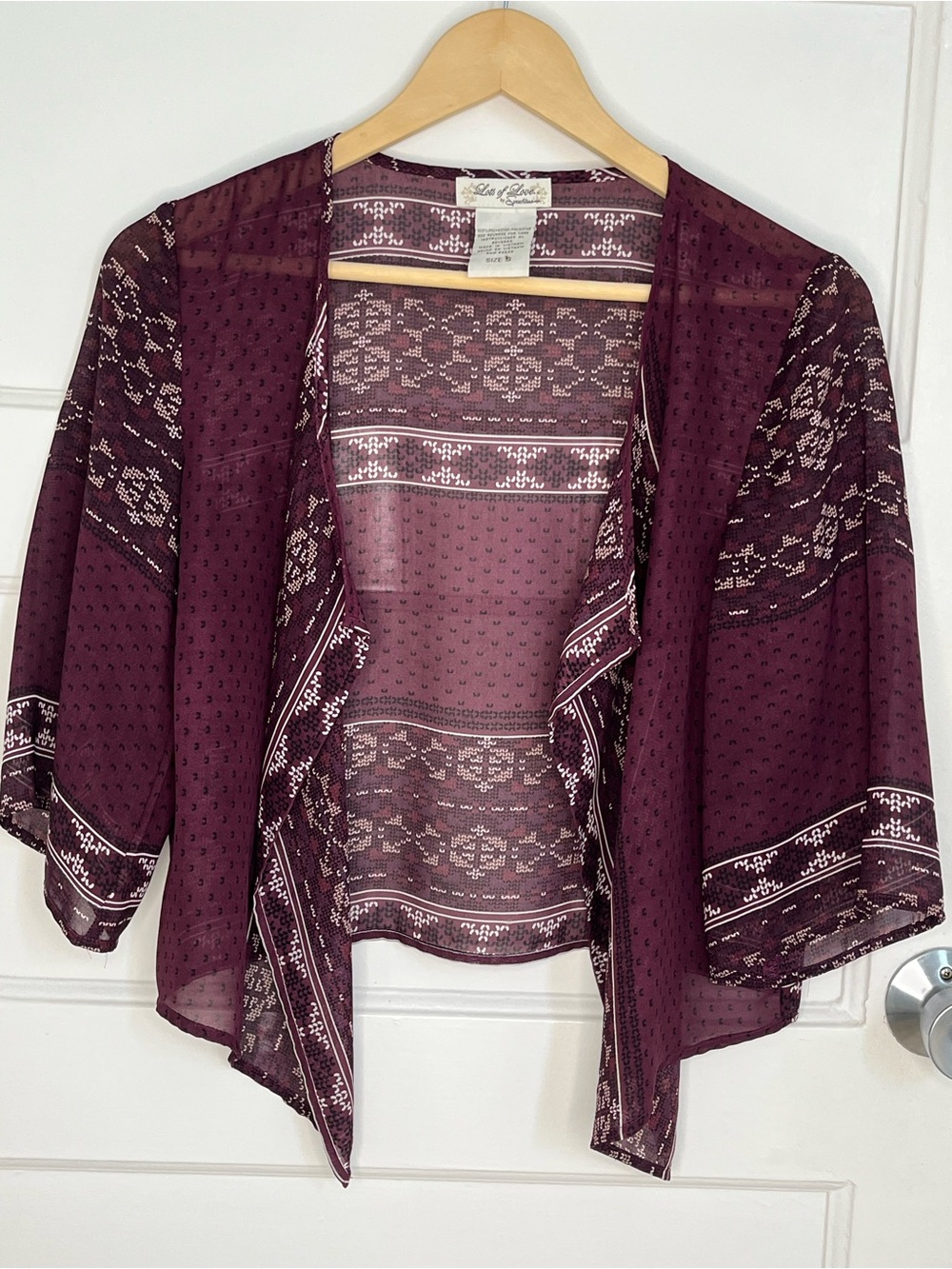Lots of Live Plum Sheer Open-Front Top Size S